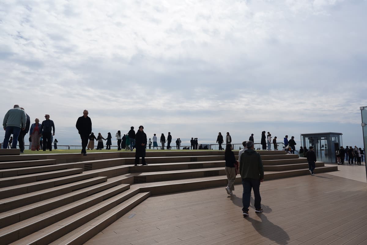 Tokyo Tower view from Shibuya Sky sofa area